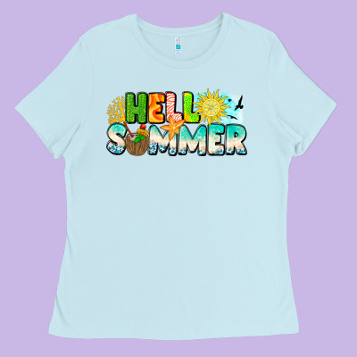 Hello Summer Ladies Tee Designed By Cowhidedigitalart