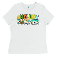 White Hello Summer Ladies Tee - CowhideDigitalArt
