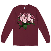 Burgundy Mountain Laurel Flower Illustrations Long Sleeve Tee - LillyAllenDesigns