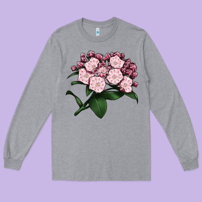 Mountain Laurel Flower Illustrations Long Sleeve Tee Designed By Lillyallendesigns