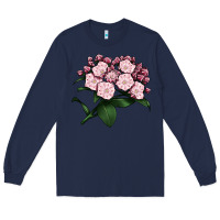 Navy Mountain Laurel Flower Illustrations Long Sleeve Tee - LillyAllenDesigns