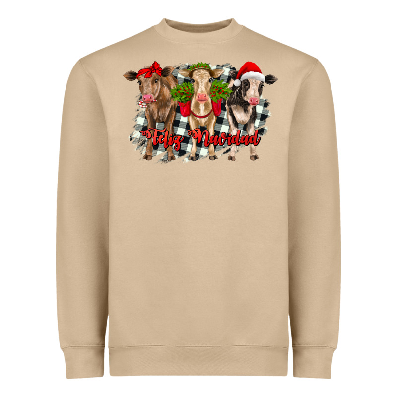 Feliz Navidad Heifers Front View Heavyweight Sweatshirt by RanaPortraitStore | Teevron