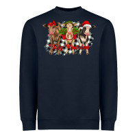 Navy feliz navidad heifers front view Heavyweight Sweatshirt - RanaPortraitStore