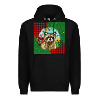 Black christmas raccoon Premium Hoodie - BarkalooDesign