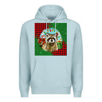 Blue Mist christmas raccoon Premium Hoodie - BarkalooDesign