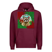 Burgundy christmas raccoon Premium Hoodie - BarkalooDesign