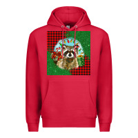 Cardinal christmas raccoon Premium Hoodie - BarkalooDesign