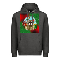Charcoal Heather christmas raccoon Premium Hoodie - BarkalooDesign