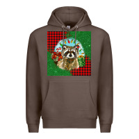 Coffee christmas raccoon Premium Hoodie - BarkalooDesign