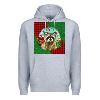 Heather Grey christmas raccoon Premium Hoodie - BarkalooDesign