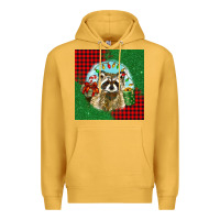 Mustard christmas raccoon Premium Hoodie - BarkalooDesign