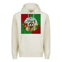 Oatmeal Heather christmas raccoon Premium Hoodie - BarkalooDesign