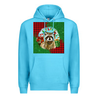Ocean Blue christmas raccoon Premium Hoodie - BarkalooDesign