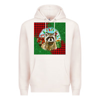 Pale Pink christmas raccoon Premium Hoodie - BarkalooDesign
