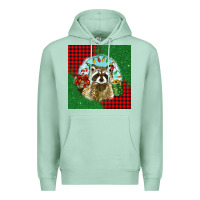 Seafoam christmas raccoon Premium Hoodie - BarkalooDesign