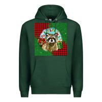 Sports Green christmas raccoon Premium Hoodie - BarkalooDesign