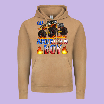 All American Boy Monster Truck Vintage Hoodie Designed By Artiststas