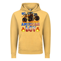 Vintage Mustard all american boy monster truck Vintage Hoodie - Artiststas