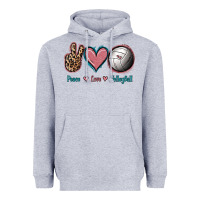 Heather Grey Peace Love Volleyball Heavyweight Hoodie - Jasminsmagicworld
