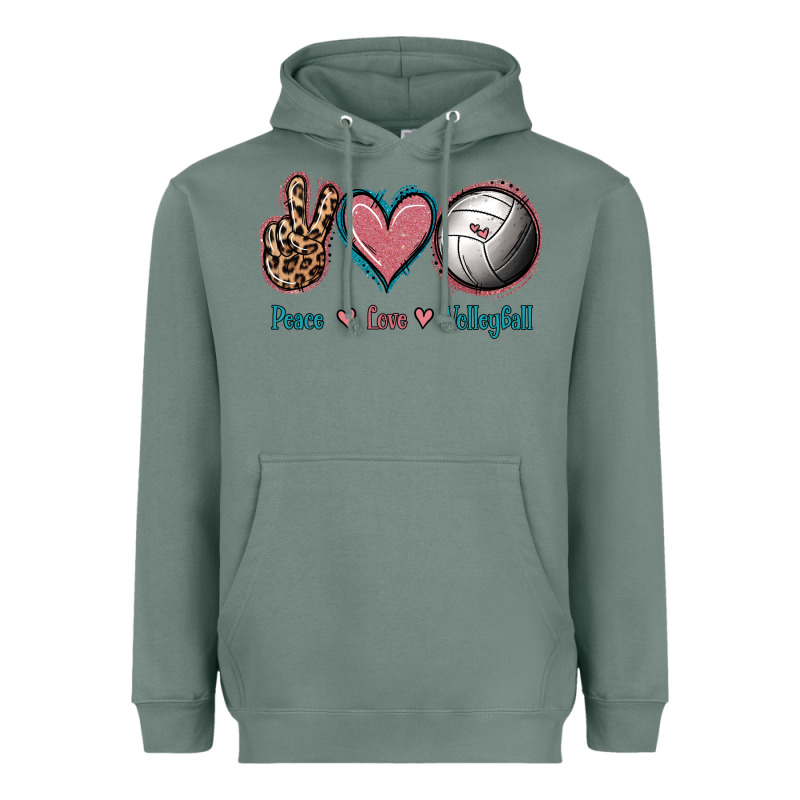 Peace Love Volleyball Heavyweight Hoodie by Jasminsmagicworld | Teevron