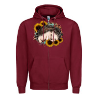 Burgundy sleeping hedgehog sunflower leopard Zipper Hoodie - Jasminsmagicworld
