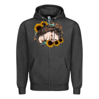 Charcoal Heather sleeping hedgehog sunflower leopard Zipper Hoodie - Jasminsmagicworld