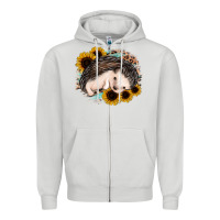 Dove Grey sleeping hedgehog sunflower leopard Zipper Hoodie - Jasminsmagicworld