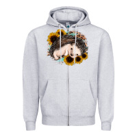 Heather Grey sleeping hedgehog sunflower leopard Zipper Hoodie - Jasminsmagicworld