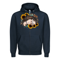Navy sleeping hedgehog sunflower leopard Zipper Hoodie - Jasminsmagicworld