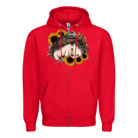 Red sleeping hedgehog sunflower leopard Zipper Hoodie - Jasminsmagicworld