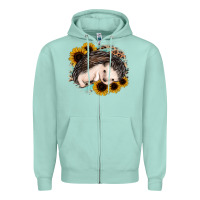 Seafoam sleeping hedgehog sunflower leopard Zipper Hoodie - Jasminsmagicworld
