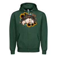 Sports Green sleeping hedgehog sunflower leopard Zipper Hoodie - Jasminsmagicworld