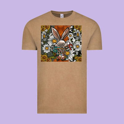 Bunny Easter Vintage Tee Designed By Cowhidedigitalart
