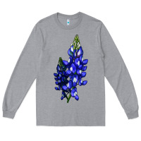 Heather Grey Bluebonnet Flower Illustrations Long Sleeve Tee - LillyAllenDesigns