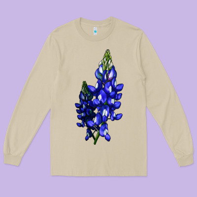 Bluebonnet Flower Illustrations Long Sleeve Tee Designed By Lillyallendesigns