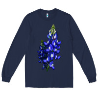 Navy Bluebonnet Flower Illustrations Long Sleeve Tee - LillyAllenDesigns