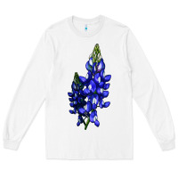 White Bluebonnet Flower Illustrations Long Sleeve Tee - LillyAllenDesigns