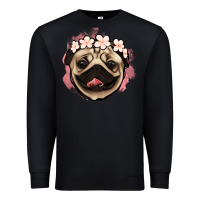 Black pug floral Premium Sweatshirt - Jasminsmagicworld