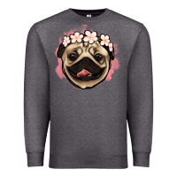 Charcoal Heather pug floral Premium Sweatshirt - Jasminsmagicworld