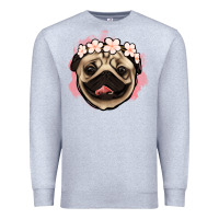 Heather Grey pug floral Premium Sweatshirt - Jasminsmagicworld