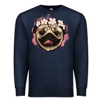 Navy pug floral Premium Sweatshirt - Jasminsmagicworld