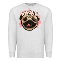 Oatmeal Heather pug floral Premium Sweatshirt - Jasminsmagicworld