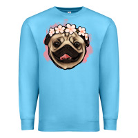 Ocean Blue pug floral Premium Sweatshirt - Jasminsmagicworld