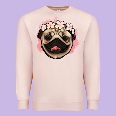 Pug Floral Premium Sweatshirt Designed By Jasminsmagicworld