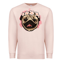 Pale Pink pug floral Premium Sweatshirt - Jasminsmagicworld