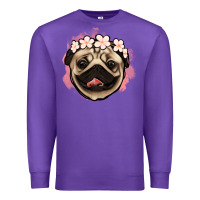 Purple pug floral Premium Sweatshirt - Jasminsmagicworld