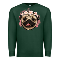 Sports Green pug floral Premium Sweatshirt - Jasminsmagicworld