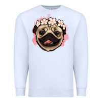 White pug floral Premium Sweatshirt - Jasminsmagicworld