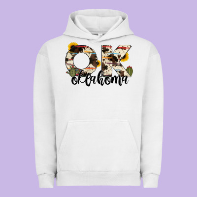 Oklahoma State Cowhide Serape Cactus Urban Hoodie Designed By Ranaportraitstore