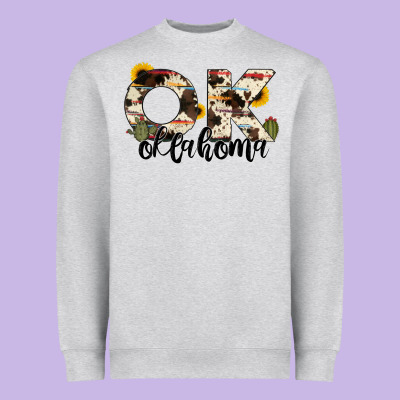 Oklahoma State Cowhide Serape Cactus Heavyweight Sweatshirt Designed By Ranaportraitstore